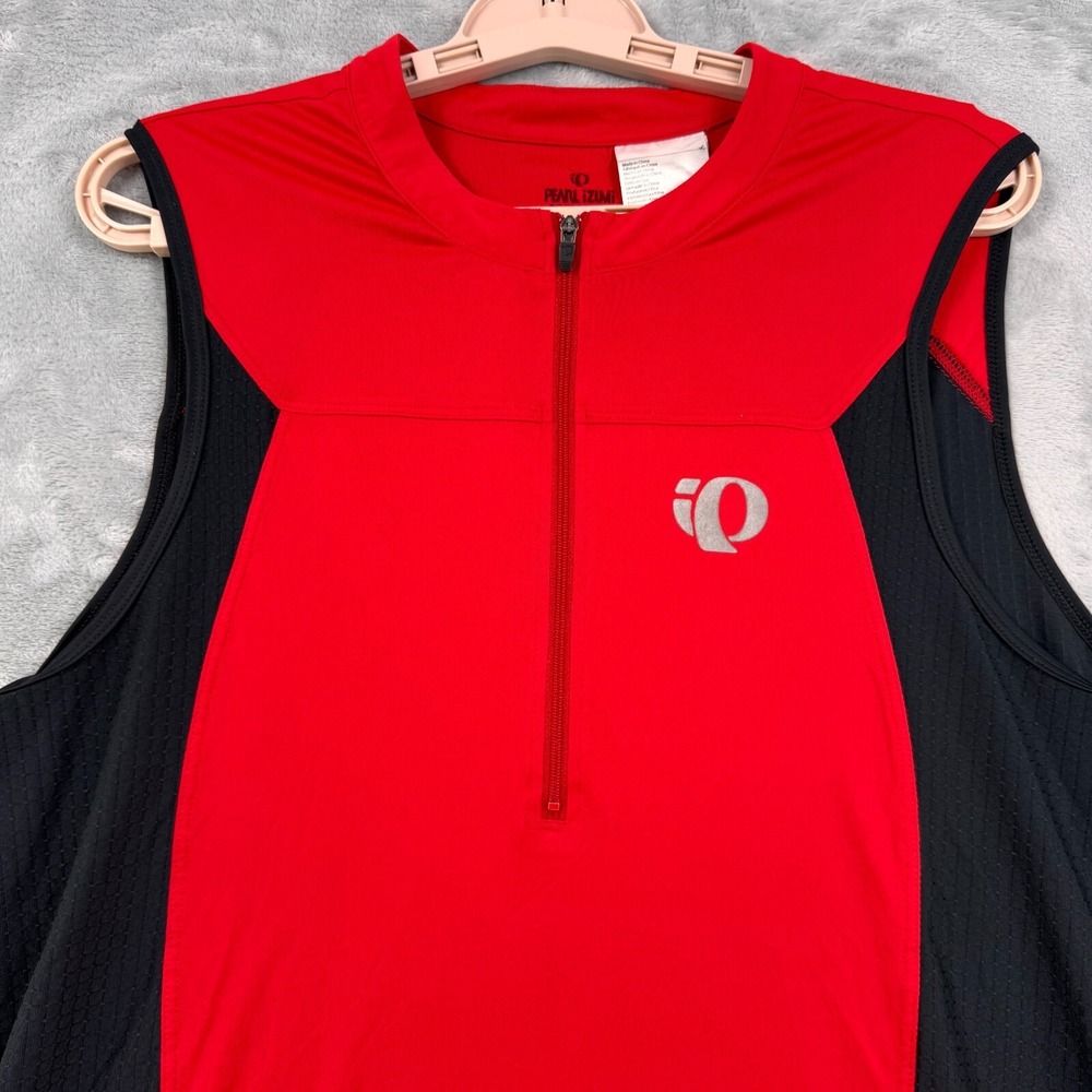 Pearl Izumi‎ Select Jersey Men's L Red Black 1/4 Zip Cycling Sleeveless Shirt